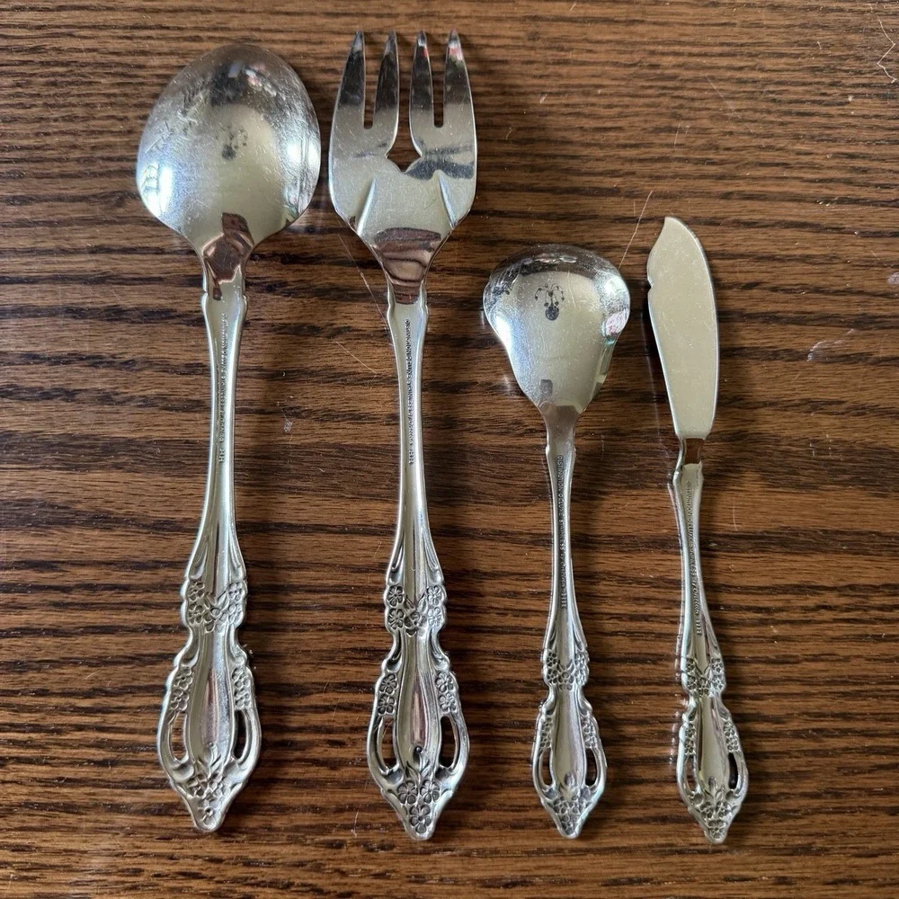 Vintage Oneida Raphael Distinction Deluxe Stainless Steel Serving Set Of 4